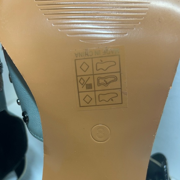 Blue Embroidered Studded Slingback Chunky Heeled Ankle Boots - Women’s Size 8 - Picture 7 of 11